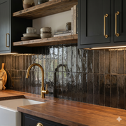 Windermere Black Lava Brick Gloss Ceramic Wall Tile 56x267mm