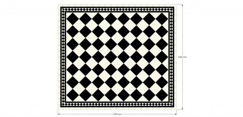 Winter Park black & white victorian check tile 285x285mm - view 2