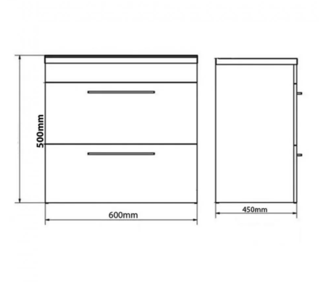 Kartell K-VIT Purity 600mm Wall Mounted 2 Drawer Unit & Mid Depth Ceramic Basin - Storm Grey Gloss (FUR026PU-FUR061PU)