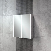 Xenon Double Door Mirror Cabinet LED Strip Lighting, Wave Turn On/Off 820x700mm