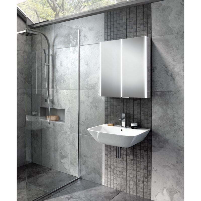 Xenon Double Door Mirror Cabinet LED Strip Lighting, Wave Turn On/Off 820x700mm - view 3