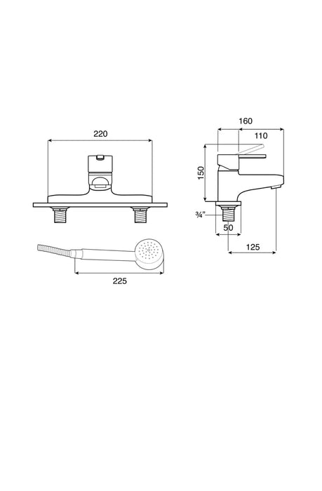 Roca Naia Deck Mounted Bath Shower Mixer, Chrome (A5A1896C00)